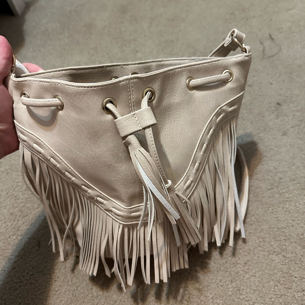 Ivory fringe crossbody bag